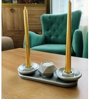 Tabanlıklı 3'lü Tealight Şamdan Mumluk Seti Renkli