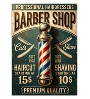 Berber Direkli Barber Shop Tabelası Dekoratif Kanvas - Mdf Ahşap Tablo