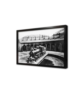 Nostaljik Tren Garı Çerçeveli Mdf Tablo
