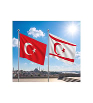 TRY Raşel Kumaş Bayrak ve Türkiye Cumhuriyeti Alpaka Kumaş Bayrak 2'li set 100x150 Cm