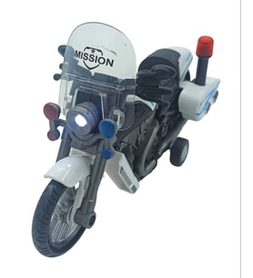 Oyuncak Polis Motorsikleti 3 Farklı Sesli, Işıklı Polis Motoru Sürtmeli 17x10cm. (Siyah)