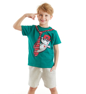 Kravat Koala Erkek Çocuk T-shirt Şort Takım (Çok Renkli)