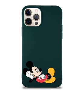 Apple iPhone 12 Pro Soft Premier Kapak Mickey Mouse-F Tasarımlı Silikon Kılıf - Yeşil (Şeffaf)