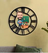 Kişiye Özel Öğretmen Karikatür 3D Ahşap Mdf Duvar Saati 133
