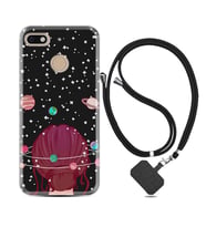 General Mobile GM8 Go GM9 GM20 Pro Plus Kılıf Boyun Askılı Silikon Space Woman 1311