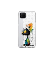 Oppo A73 ile Uyumlu Splash Kedi Tasarımlı Şeffaf Silikon Kılıf