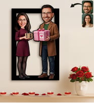 BK Gift Kişiye Özel Sevgili Karikatürlü 3D Ahşap Tablo -2, Fotoğraftan Karikatür, Sevgililer Günü Hediyesi, Ev Hediyesi