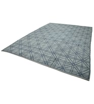 Mavi El Dokuma Halı Kabartmalı Geometrik Desenli Salon Halısı Modern Stil Yatak Odası