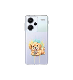 Redmi Note 13 Pro Plus ile Uyumlu Splash Köpek Tasarımlı Şeffaf Silikon Kılıf