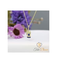 Safir Taşlı Zafer İşareti Kolye, Barış Güç Sembolü Gümüş Kolye, Kadın İçin Kolye (Gold)