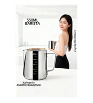 İnox 550ml Barista Süt Sürahisi - Süt Köpürtme Potu -  Paslanmaz Çelik