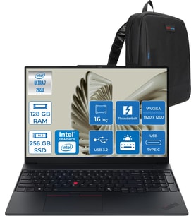 Lenovo Thinkpad E16 Gen 3 Intel Core Ultra 7 265U 128GB Ddr5 256GB SSD Freedos Intel Aı Boost 16 Inç Wuxga (1920 x 1200) IPS 300NITS Taşınabilir Bilgisayar 21SR0076TXF41 + Zetta Çanta