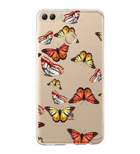 PrintiFy Huawei Y9 2018 ile Uyumlu 1mm Slim Fit Water Color 2 Baskılı Şeffaf  Kılıf