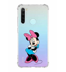 Xiaomi Redmi Note 8 Köşe Korumalı Antişok Kapak Minnie Mouse Tasarımlı Şeffaf  Kılıf