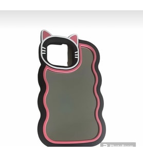 Iphone 14  Uyumlu Aynalı Kedi Modeli Yumuşak Silikon Telefon Kılıfı