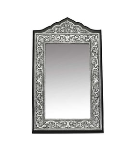 Yaprak Desenli Masa Aynası (Beyaz - Gümüş)