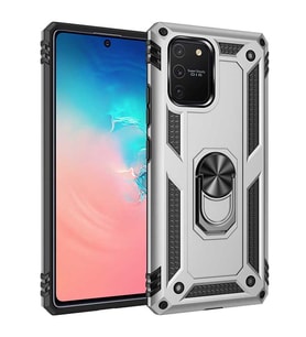 Samsung Galaxy A91 (S10 Lite) Kılıf Yüzüklü Zırh Tank Vega (Gri)