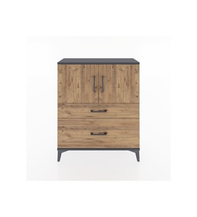 Arges Şifonyer 2 Raflı 2 Çekmeceli 2 Kapaklı 88x30x106 Antrasit-Çam
