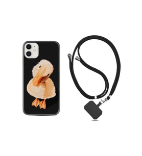 Iphone 11 Uyumlu Kılıf Silikon Ipli Boyun Askılı Desenli Üzgün Ördek 1685