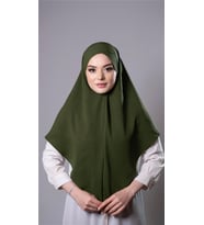 Haki Pratik Hazır Geçmeli Tesettür Eşarp Aerobin Kumaş  Çapraz Hijab 2307_09