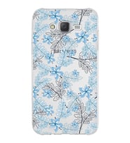 Samsung Galaxy J7 Core Kapak Floral Mavi Tasarımlı Şeffaf Silikon Kılıf