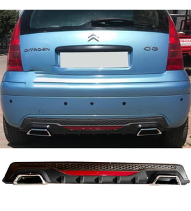 Peugeot 407 Siyah Difüzör Difizör Kare Egzoz Görünüm Reflektörlü