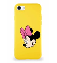 Apple iPhone 7 Soft Premier Kapak Minnie Mouse-B Tasarımlı Silikon Kılıf - Sarı (Şeffaf)