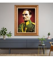 Altın Varaklı Çerçeveli Paspartulu Atatürk Tablo DC1147 (Gold)