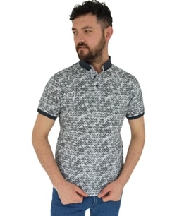 Erkek Polo Yaka Dijital Baskılı Tişört Waffle 2372 BGL-ST02797 (Füme)