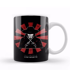 V For Vendetta Retro Japanese Kupa Bardak Porselen