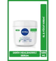 NIVEA Aloe Vera 5'i 1 Arada El Ve Vücut Kremi 400ml, 48 Saat Nemlendirici Serum, normal ve kuru ciltler