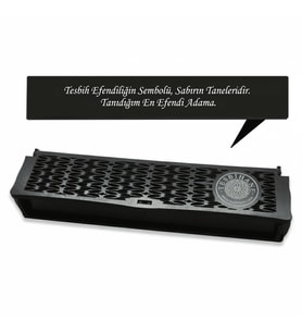 Özel Mesaj Yazılı Siyah Ahşap Elegance Hediye Tesbih Kutusu - M5