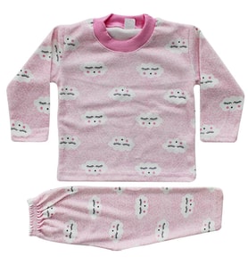 Kız Bebek Bulut Desenli Alt Üst Pembe 2'li Pijama Takım