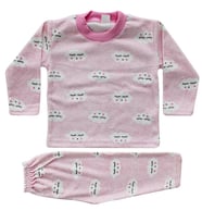 Kız Bebek Bulut Desenli Alt Üst Pembe 2'li Pijama Takım