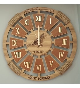 Kişiye Özel Dekoratif Ahşap Duvar Saati 50 cm