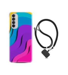 Oppo Reno 4 Pro Kılıf Silikon Ipli Boyun Askılı Desenli Renk Cümbüşü 1631