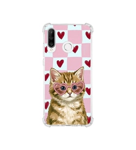 PrintiFy Huawei P30 Lite ile Uyumlu Pembe Pötikare Serisi Çapkın Mırnav Tasarımlı Uv Baskılı Köşe Korumalı Antişok Kılıf