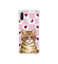 PrintiFy Huawei P30 Lite ile Uyumlu Pembe Pötikare Serisi Çapkın Mırnav Tasarımlı Uv Baskılı Köşe Korumalı Antişok Kılıf