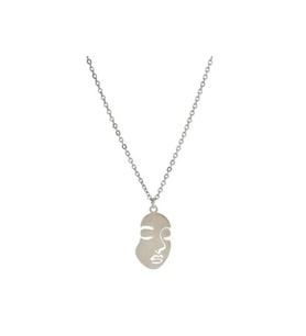 Soyut Insan Yüzü Unisex Kolye (Gümüş)