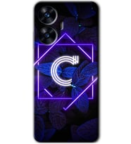 Realme C55 Kılıf HD Desen Baskılı Kılıf - Dark Neon Yaprak C Harfi