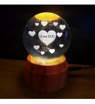 Kalpli I Love You Tasarımlı Dönen Cam Küre