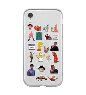 Iphone XR Uyumlu Sticker Tasarımlı Şeffaf Telefon Kılıfı