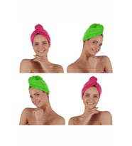 DR.MİCRO 4'lü Set Microfiber Düğmeli Saç Havlusu Saç Bonesi Banyo Deniz Ve Havuz Sonrası Karışık Renkler 9443 (Mavi)
