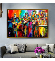 Tablore Renkli Soyut Yağlı Boya Müzik Grubu Ve Gitaristler Kanvas Tablo Salon Duvar Dekoru
