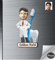 Kişiye Özel Dişci Doktor Erkek Ahşap Magnet -2