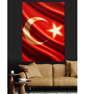 Dalgalanan Şanlı Türk Bayrağı Görseli Dekoratif Kanvas - Mdf Ahşap Tablo
