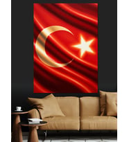 Dalgalanan Şanlı Türk Bayrağı Görseli Dekoratif Kanvas - Mdf Ahşap Tablo