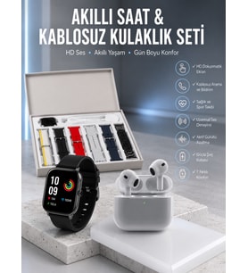 7 Kordonlu Akıllı Saat Ve 3.Nesil Kulaklık Dokunmatik Ekran Sesli Görüşme Yapabilen