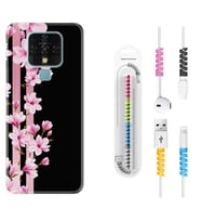 Tecno Camon 16 18P Pova 3 Pova Neo Kılıf Kablo Koruma Spiral Silikon Pink Flowers 3 1393
