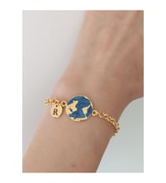 Gold Altın Kaplama Dünya Bileklik